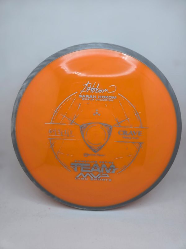 Axiom Discs Team MVP Signature Series Sarah Hokom Neutron Crave Orange Plate Swirly Grey Rim 168g