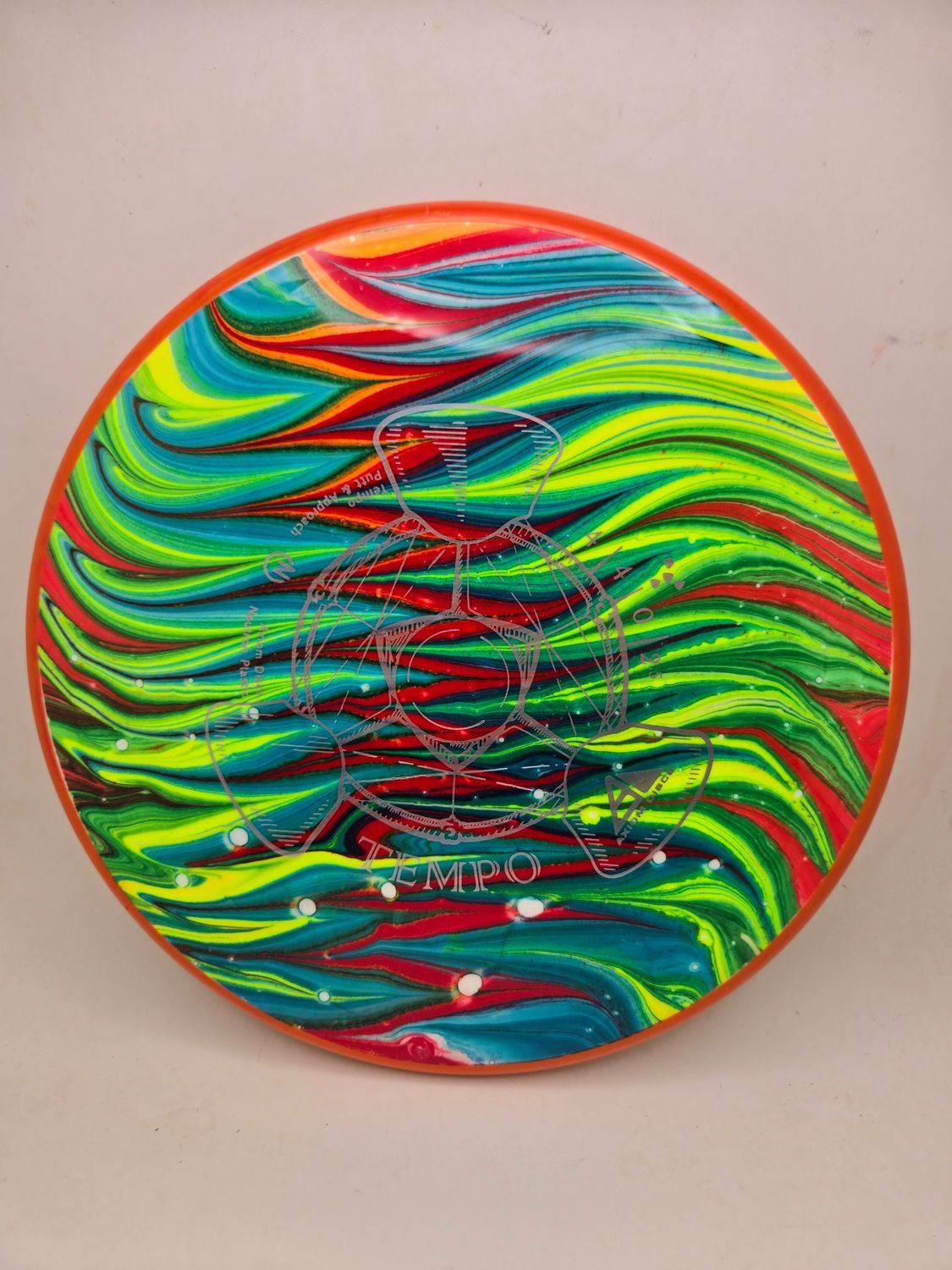 Axiom Discs Tempo Neutron Dyed Green/Yellow/Blue/Red with Orange Rim 171g