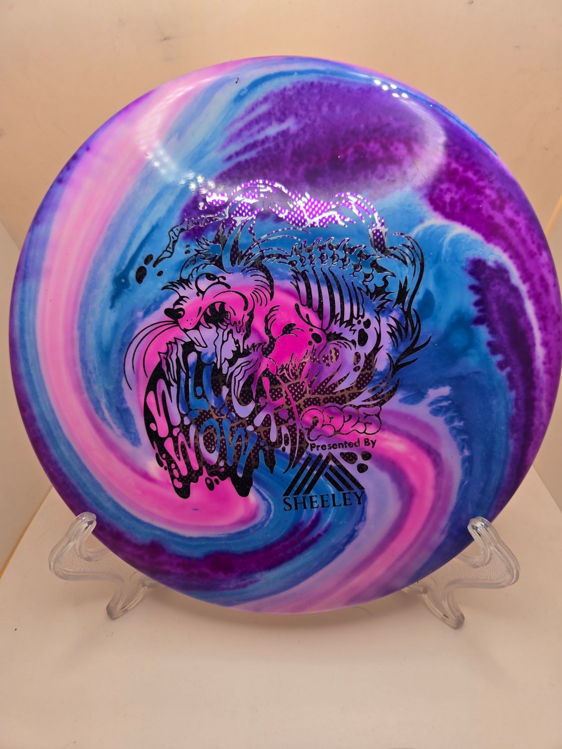 Prodigy M4 500 Ultra Soft Plastic Dyed by Dyelicious Discs Wilcox Wow 2025 Purple/Pink/Blue Swirl 171g