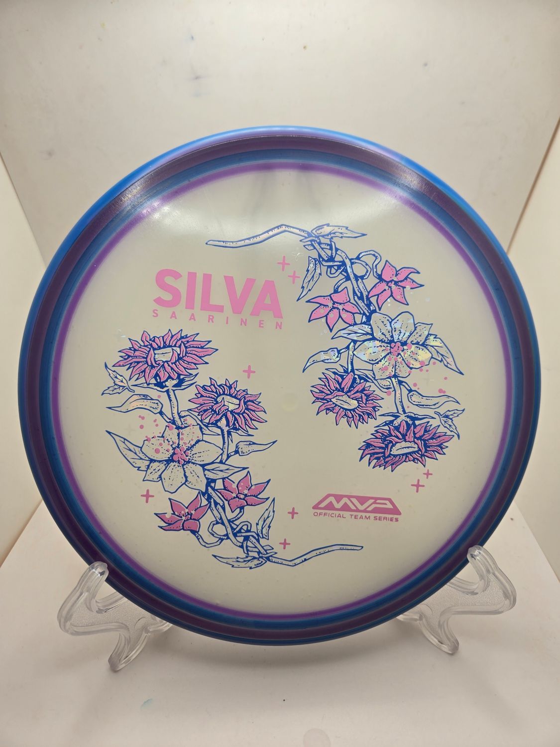 Axiom Particle Particle Eclipse Proxy - Dyed Spin Purple and Blue Silva Saarinen Team Series - Flowers with Swirly Blue/Purple Rim 173g