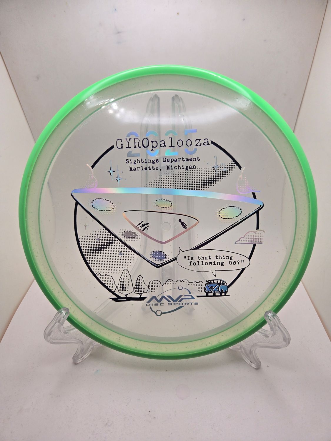 Axiom Discs Particle Proton Glow Pyro Gyropalooza 2025 Clear Plate Dayglow Green Rim 177g