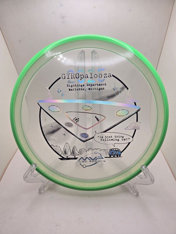 Axiom Discs Particle Proton Glow Pyro Gyropalooza 2025 Clear Plate Dayglow Green Rim 177g