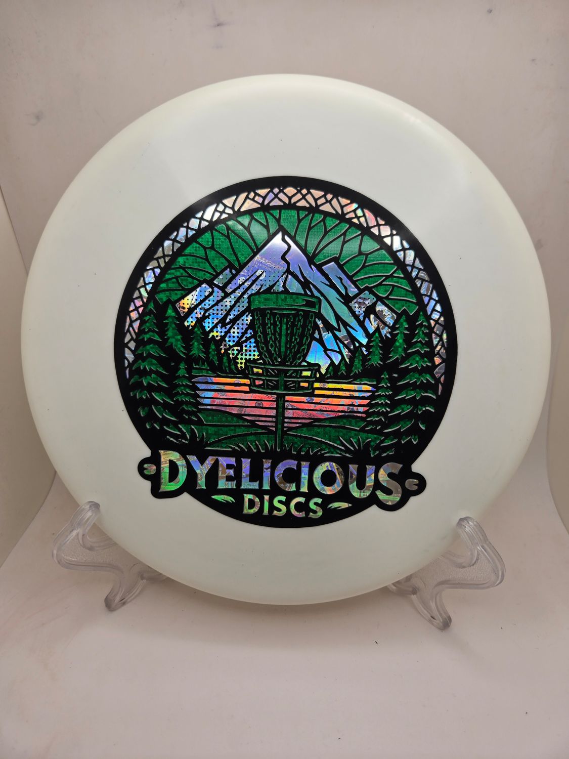 Discraft Discs ESP Zone Triple Foil 1 of 1 Dyelicious Discs White with Green Sparkle background and Money Stamp 173-174g