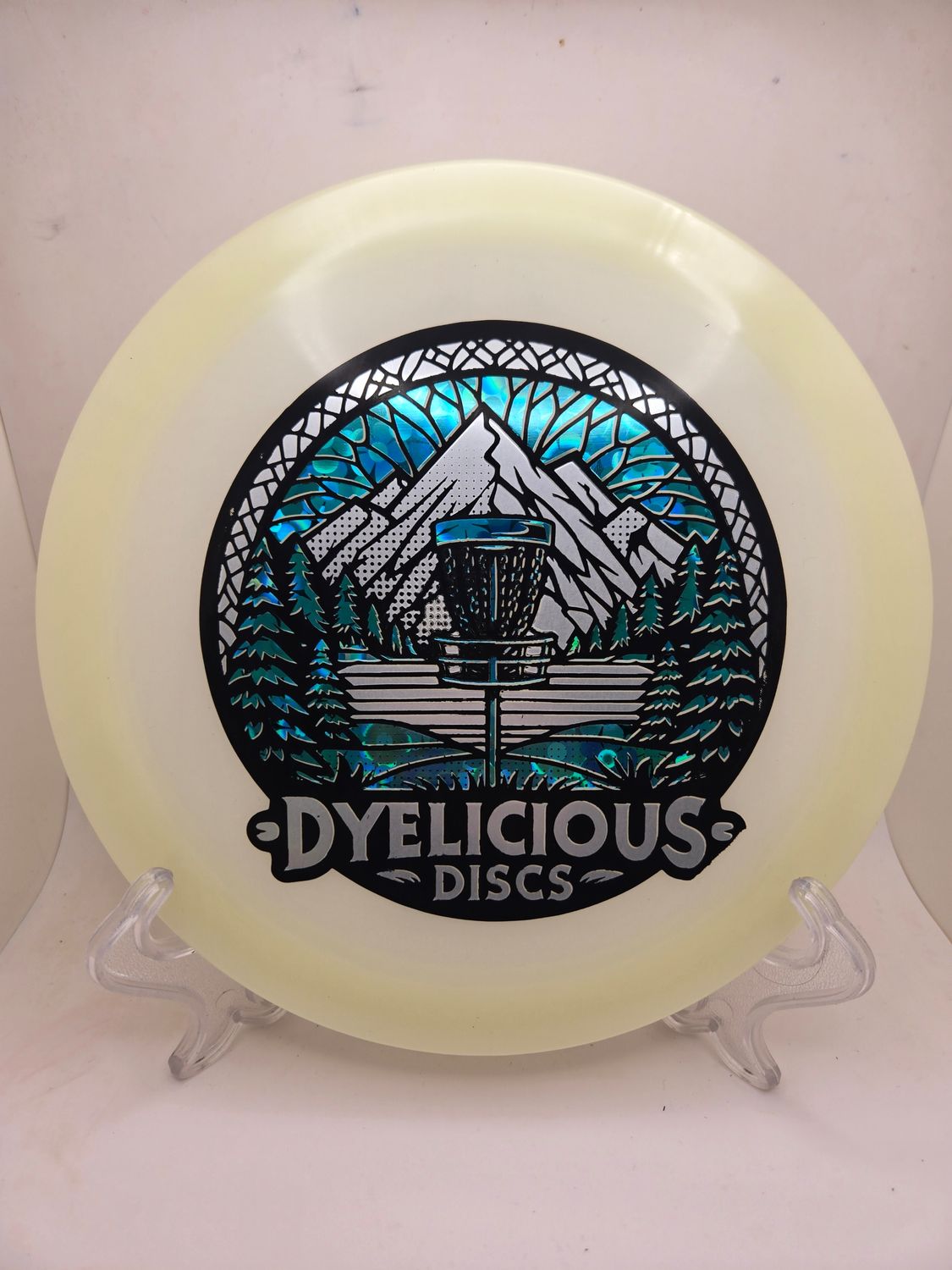 Innova Discs Triple Foil 1 of 1 Dyelicious Discs Stamped Glow Firebird with Blue Flower background and White Stamp 173-175g