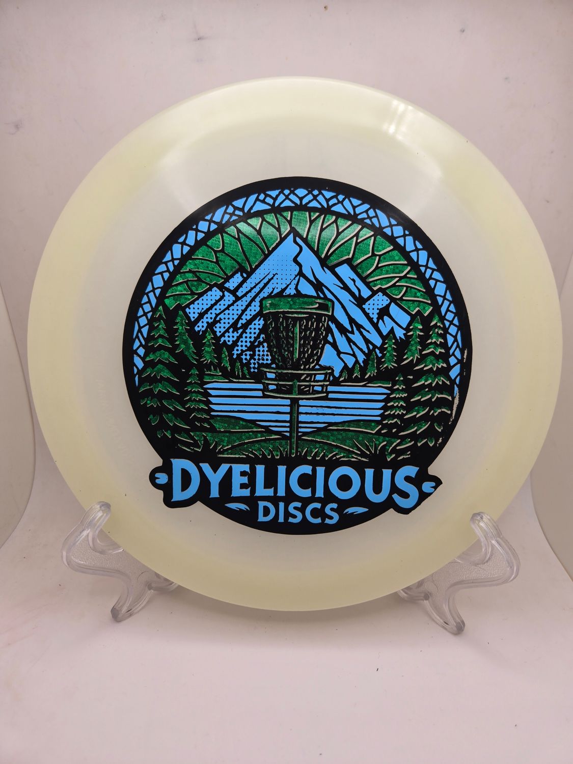 Innova Discs Triple Foil 1 of 1 Dyelicious Discs Stamped Glow Firebird with Green Sparkle background and Blue Stamp 173-175g