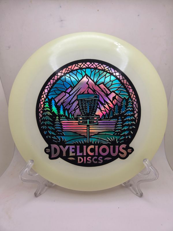 Innova Discs Triple Foil 1 of 1 Dyelicious Discs Stamped Glow Wraith with Pink background and Teal Stamp 173-175g