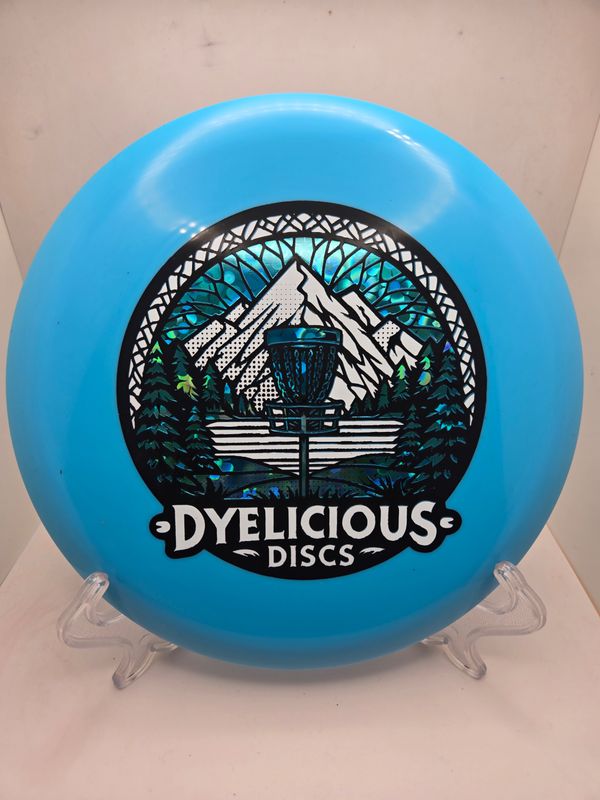 Innova Discs Triple Foil 1 0f 1 Dyelicious Discs Stamped Star Rollo Blue with Blue Flower Background and White 180g