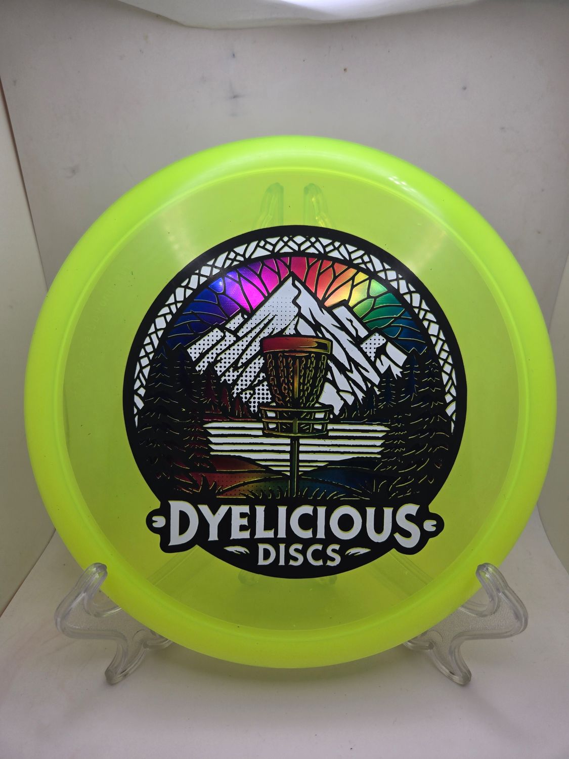 Innova Discs Triple Foil 1 0f 1 Dyelicious Discs Stamped Champion Rollo Yellow with Gradient Background and White 180g