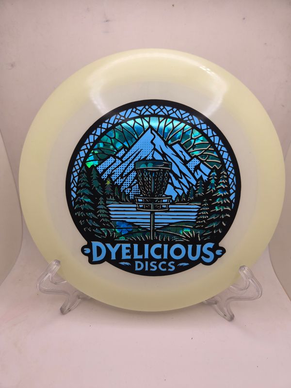 Innova Discs Triple Foil 1 of 1 Dyelicious Discs Stamped Glow Wraith with Blue Flower background and Blue Stamp 173-175g