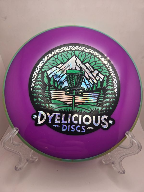 Axiom Discs Proxy Neutron Soft Triple Foil 1 0f 1 Dyelicious Discs Stamped Purple with Swirly Green/Orange Rim with Sparkle Green background and with Money Stamp 174g