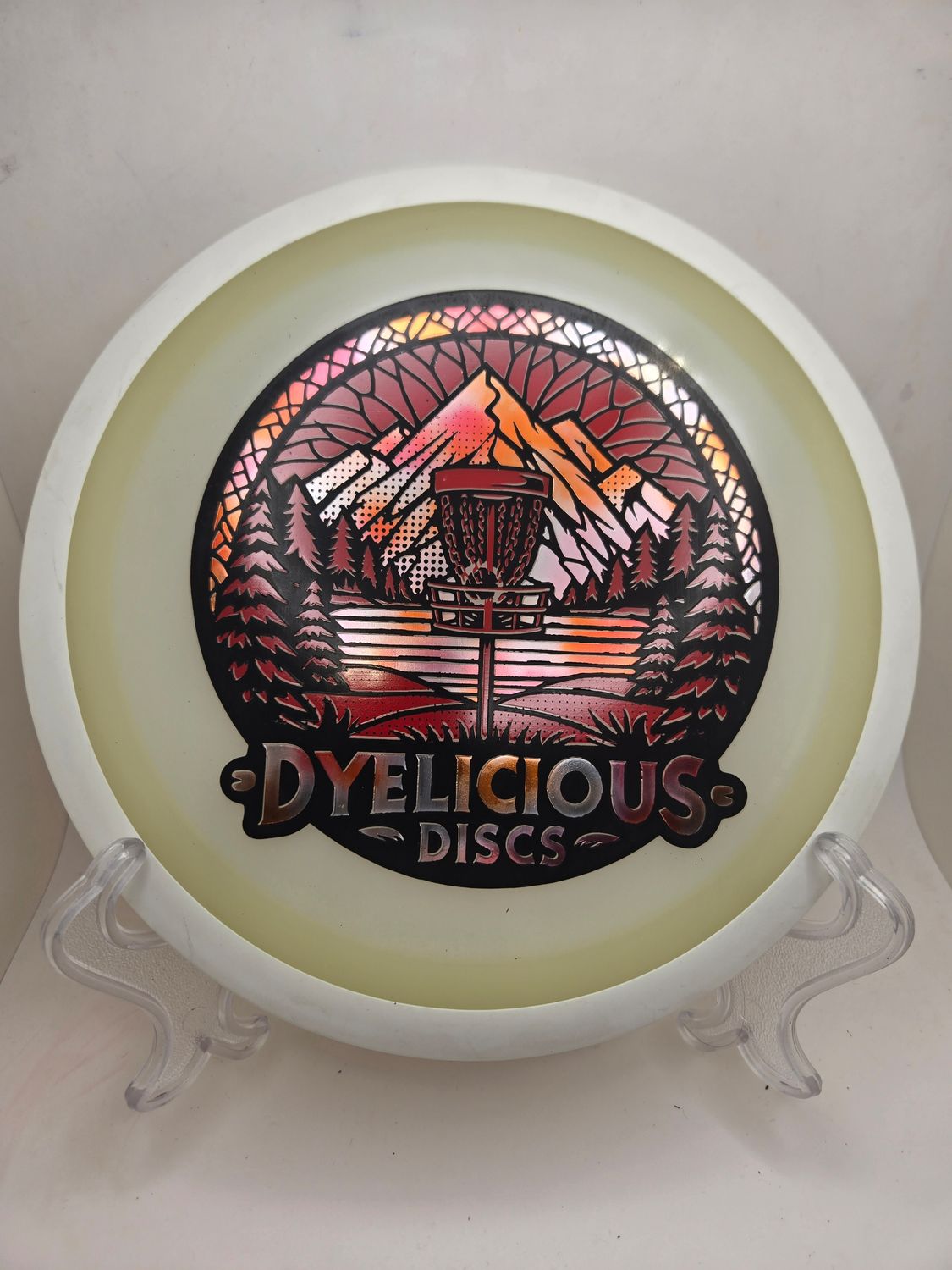 MVP Discs Eclipse Green Orbital Triple Foil 1 of 1 Dyelicious Discs Stamp with Red background with Red Gradient 174g