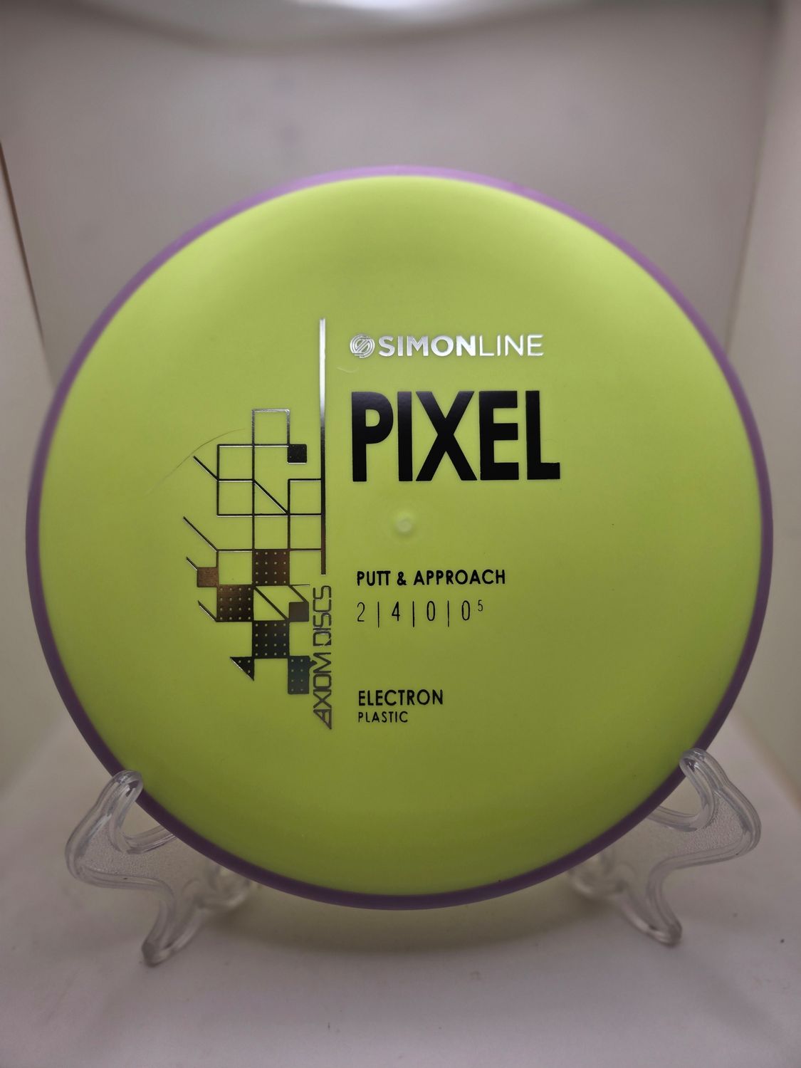 Axiom Discs- Simon Line - Electron Pixel - Stock Yellow with Purple Rim 174g