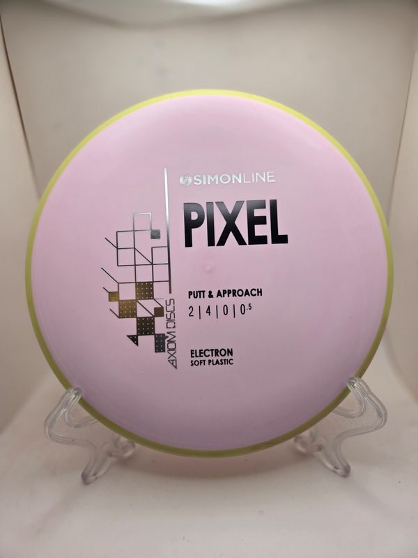 Axiom Discs- Simon Line - Electron Pixel - Stock Soft Pink with Yellow/Orange Rim 171g