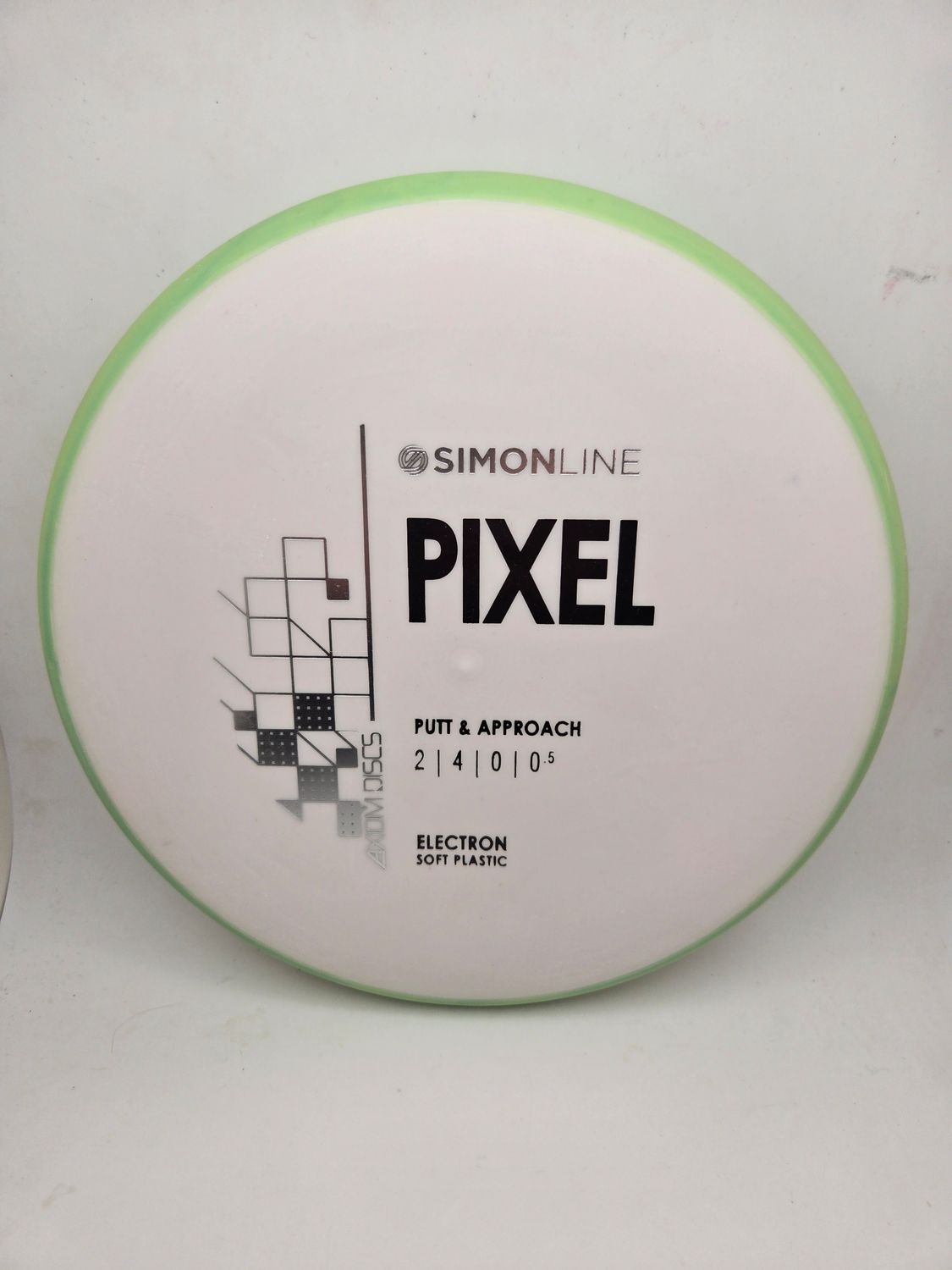 Axiom Discs- Simon Line - Electron Soft Pixel - Stock White with Green Rim 173g
