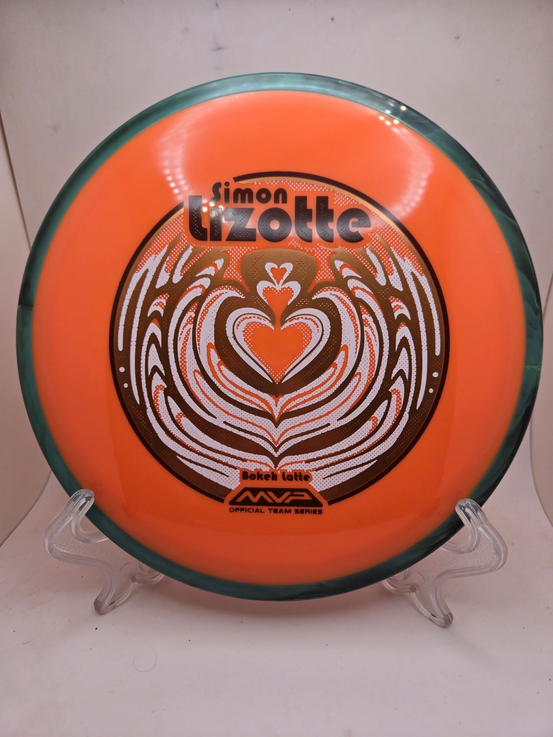 Axiom Neutron Bokeh - Simon Lizotte Team Series Orange Plate Swirly Green/Black Rim 175g