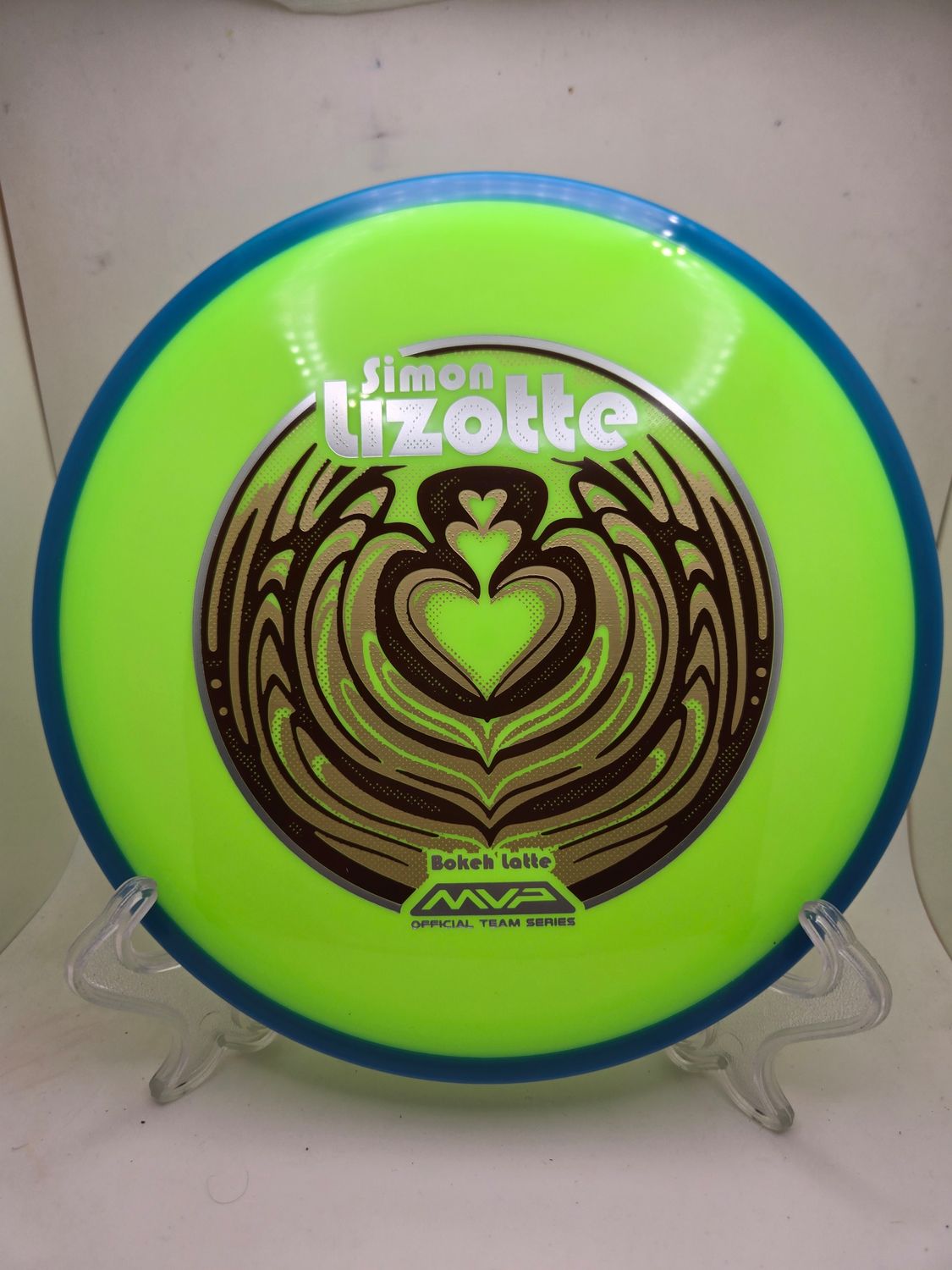 Axiom Neutron Bokeh - Simon Lizotte Team Series Dayglow Green Plate Blue Rim 168g