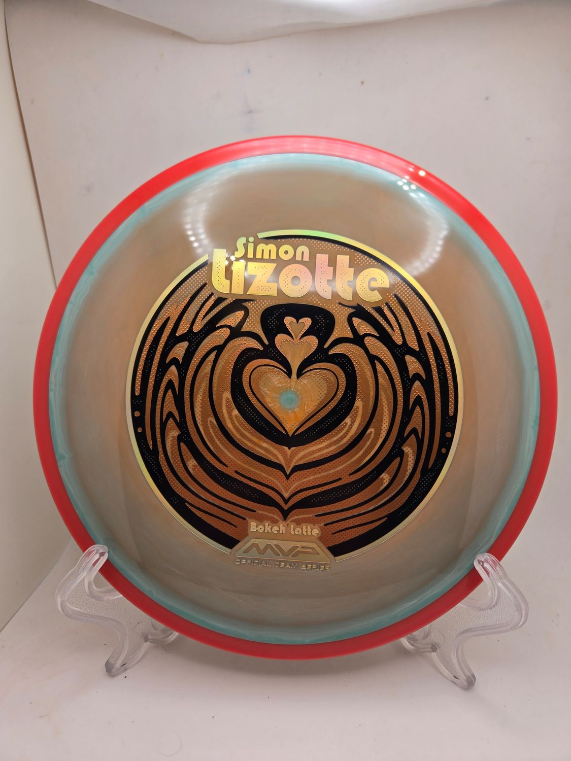 Axiom Neutron Bokeh - Simon Lizotte Team Series Swirly Blue/Burgundy Plate Red Rim 175g