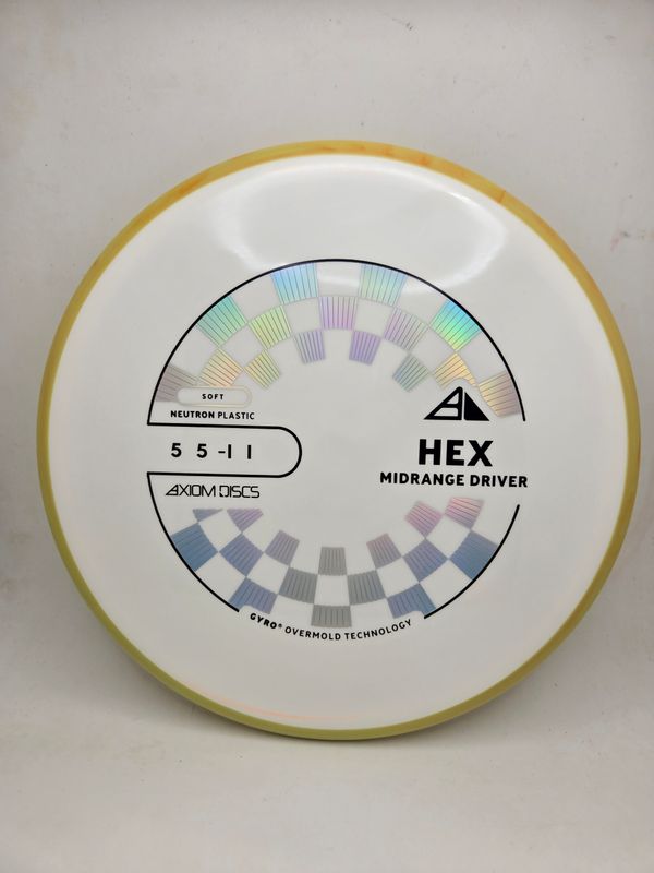 Axiom Discs Hex Neutron Soft White with Swirly Yellow Rim 177g