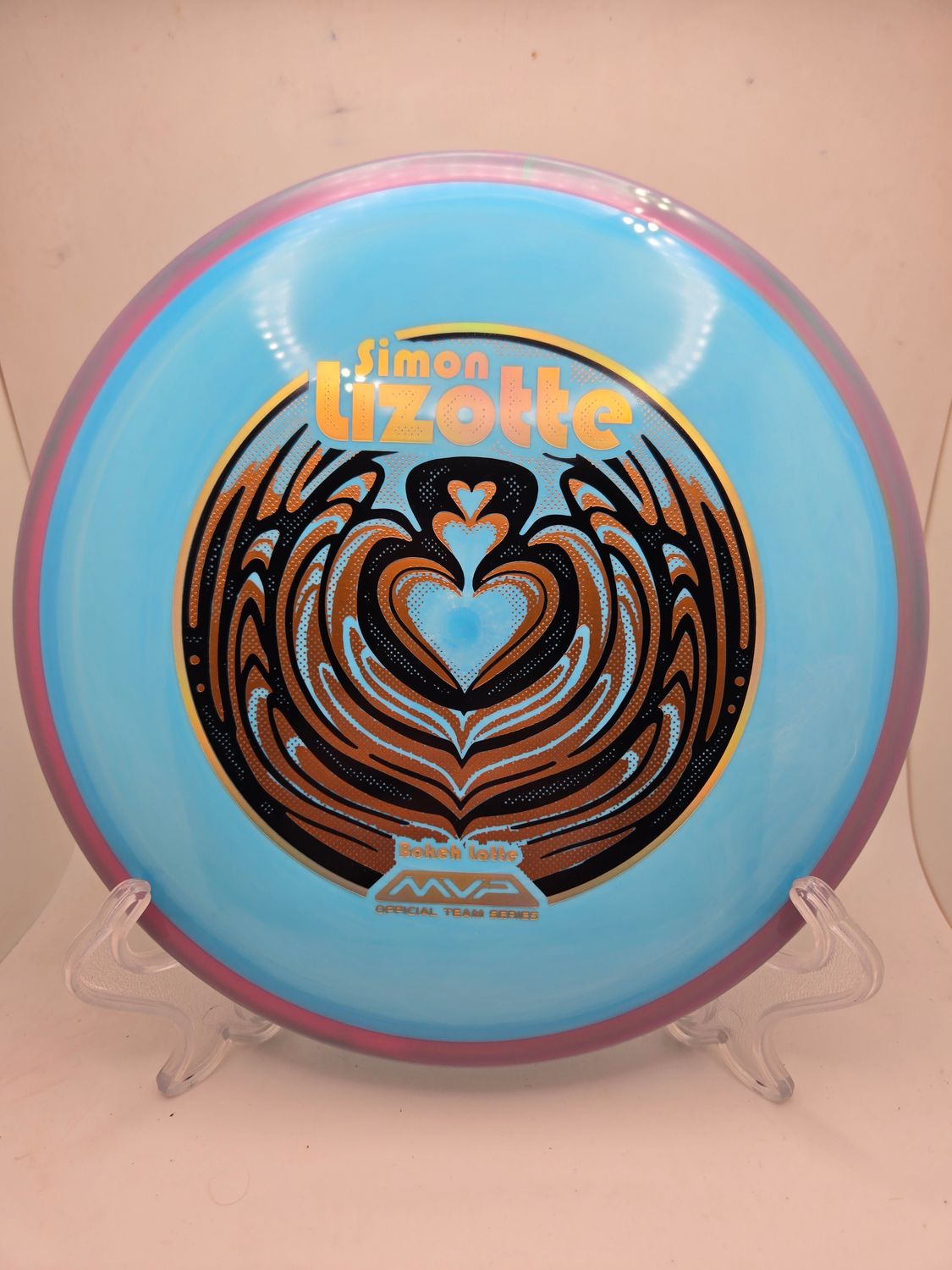 Axiom Neutron Bokeh - Simon Lizotte Team Series Swirly Light Blue Plate Swirly Burple Rim 174g
