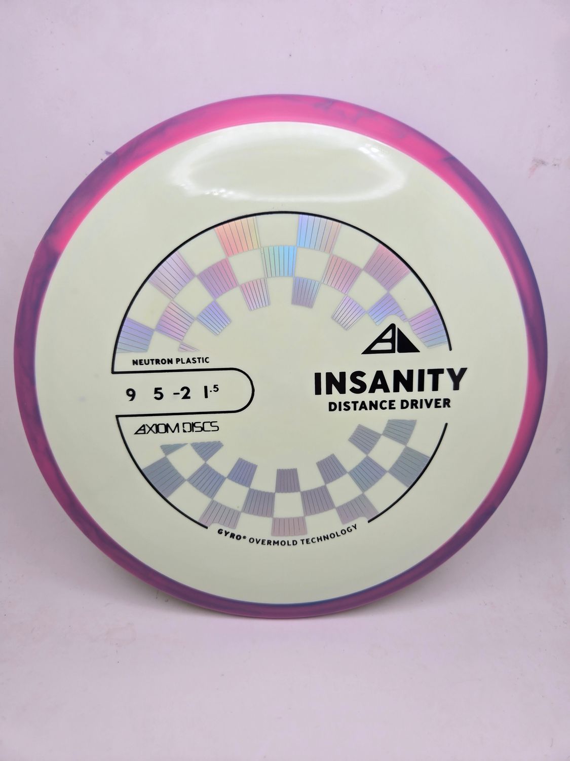 Axiom Discs Insanity White/Light Yellow with Purple/Blue Swirly Rim 171g