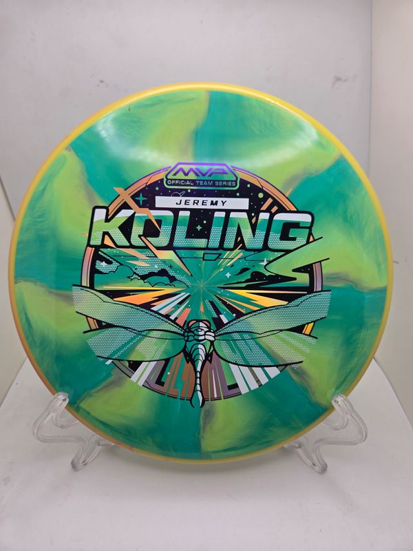 Axiom Discs OTB Open 2026 Jeremy Koling Tempo Cosmic Neutron Green/Yellow with Orange/Yellow Swirly Rim 170g