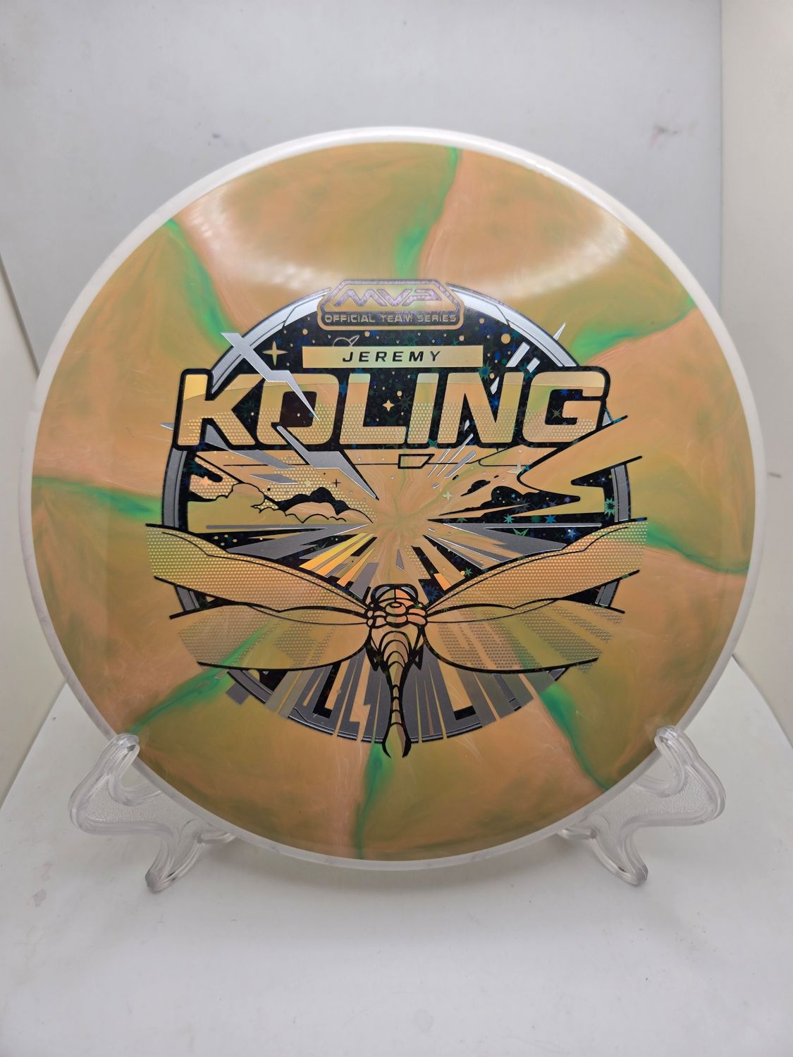 Axiom Discs OTB Open 2026 Jeremy Koling Tempo Cosmic Neutron Brown/Green with White/Grey Swirly Rim 174g