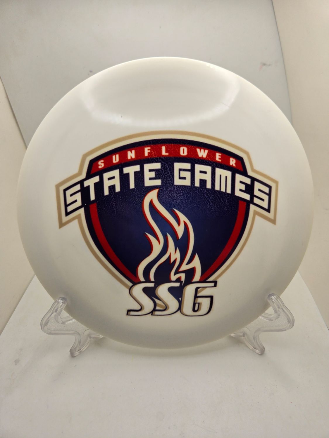 Dynamic Discs Fuzion White Misprint Trespass with Sunflower State Games Stamp 173g