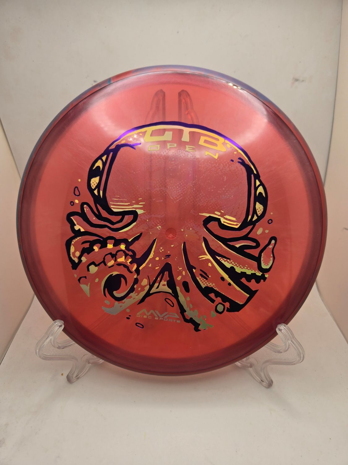Axiom Discs OTB Open 2026 Series Proton Soft Proxy Red Burst with Blurple Rim 173g
