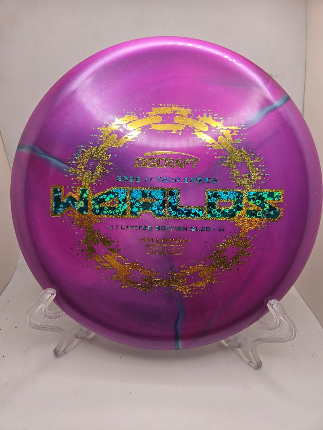 Discraft Discs 2026 Worlds Tour Series Sled Purple with Blue Heart Stamp 175g
