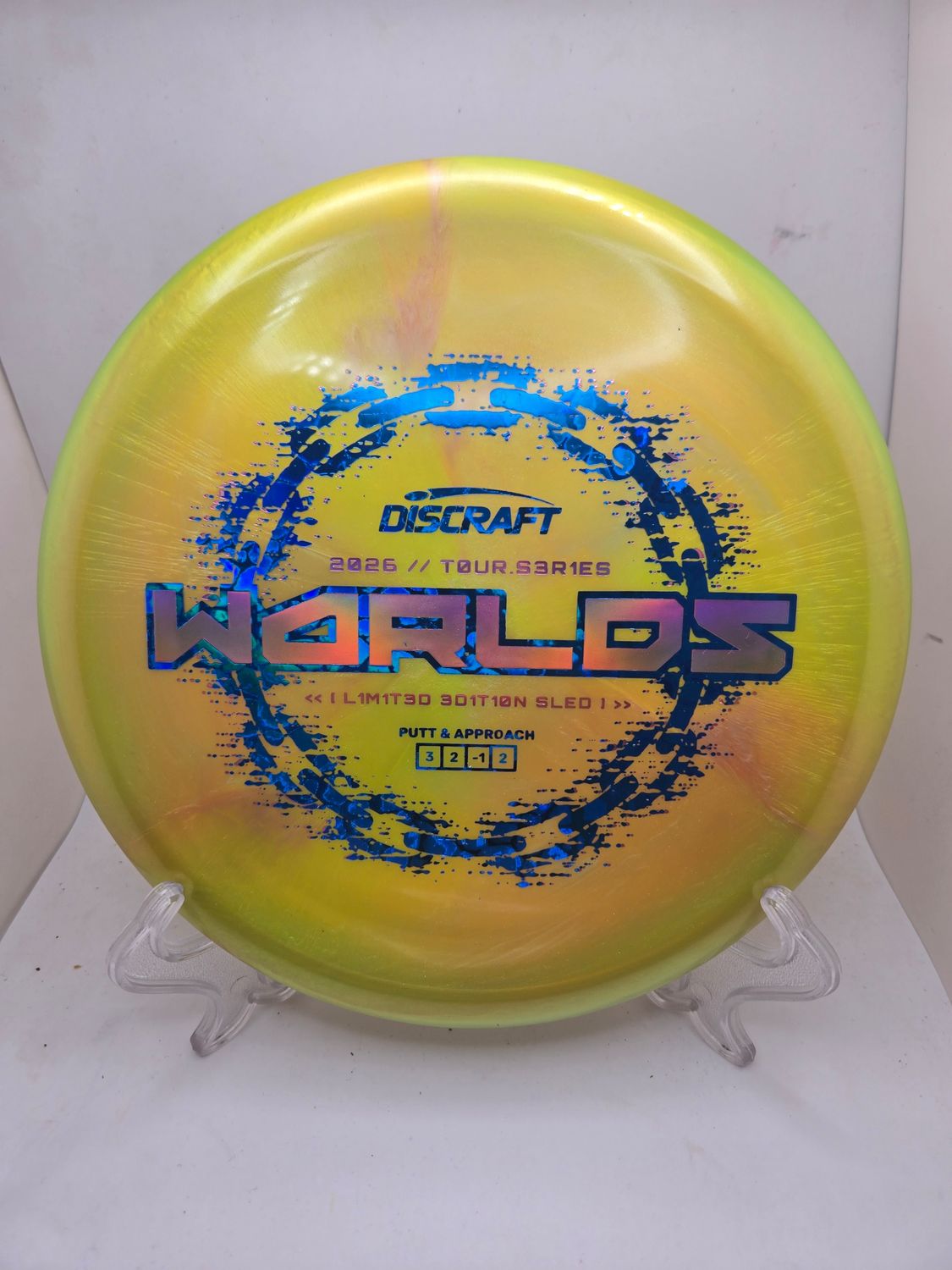 Discraft Discs 2026 Worlds Tour Series Sled Yellow with Pink Stamp 179g