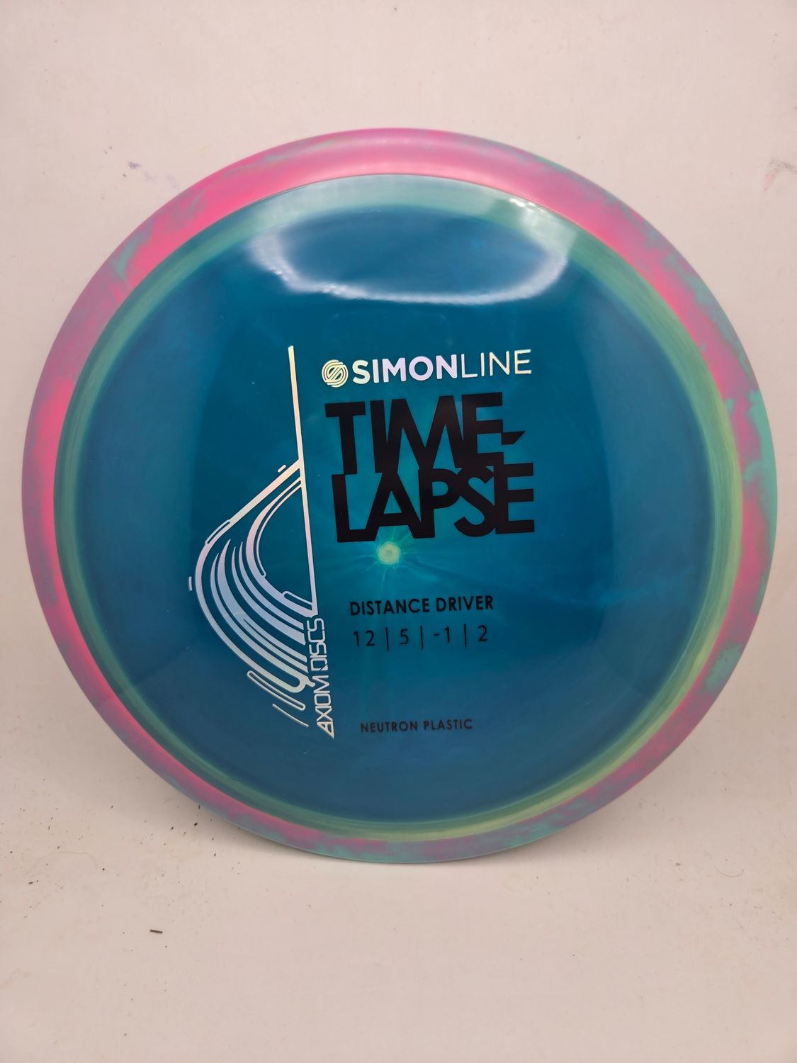 Axiom Discs Simon Line Stock Time-Lapse Retooled Neutron Blue with Pink/Purple swirly rim