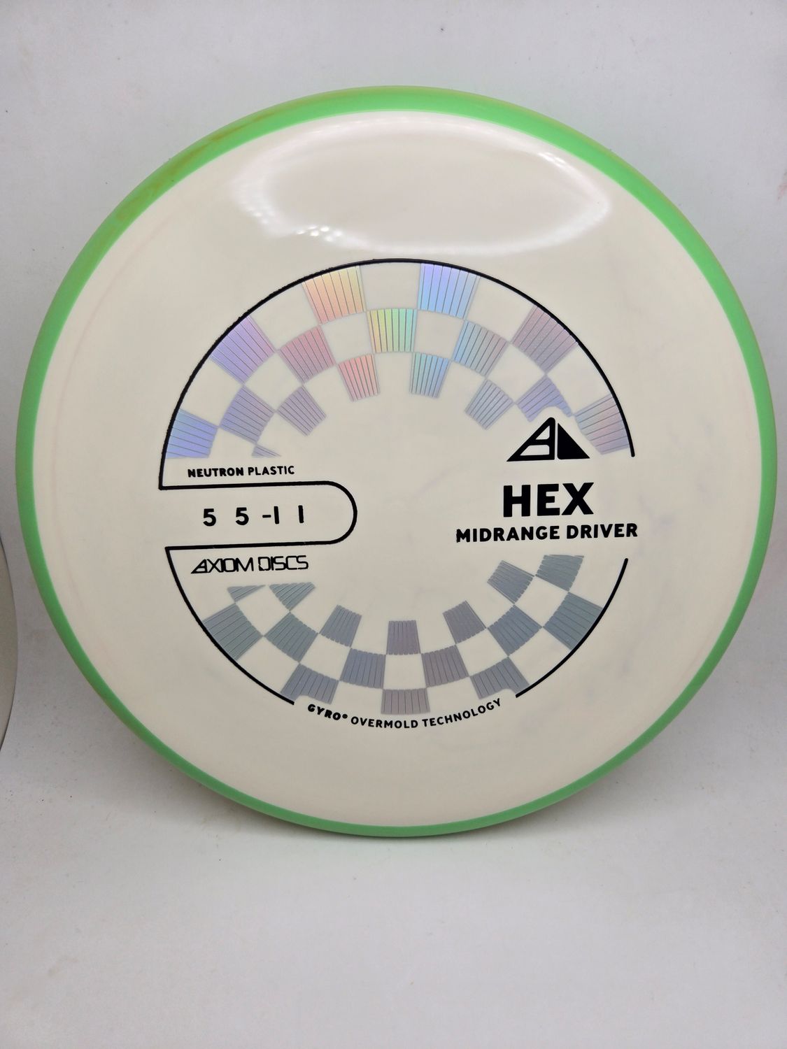 Axiom Discs Hex Neutron White with Green Rim 174g