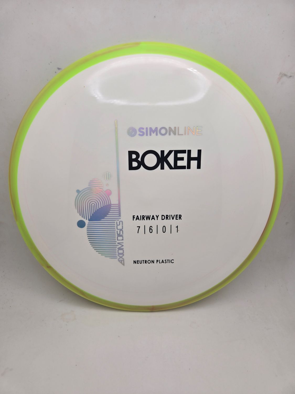 Axiom Neutron Bokeh - Stock White with Green Rim 169g