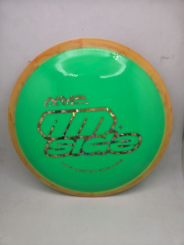 Axiom Discs Simon Line MVP AM Side Time-Lapse Retooled Neutron Dayglow Green with Orange swirly rim 174g