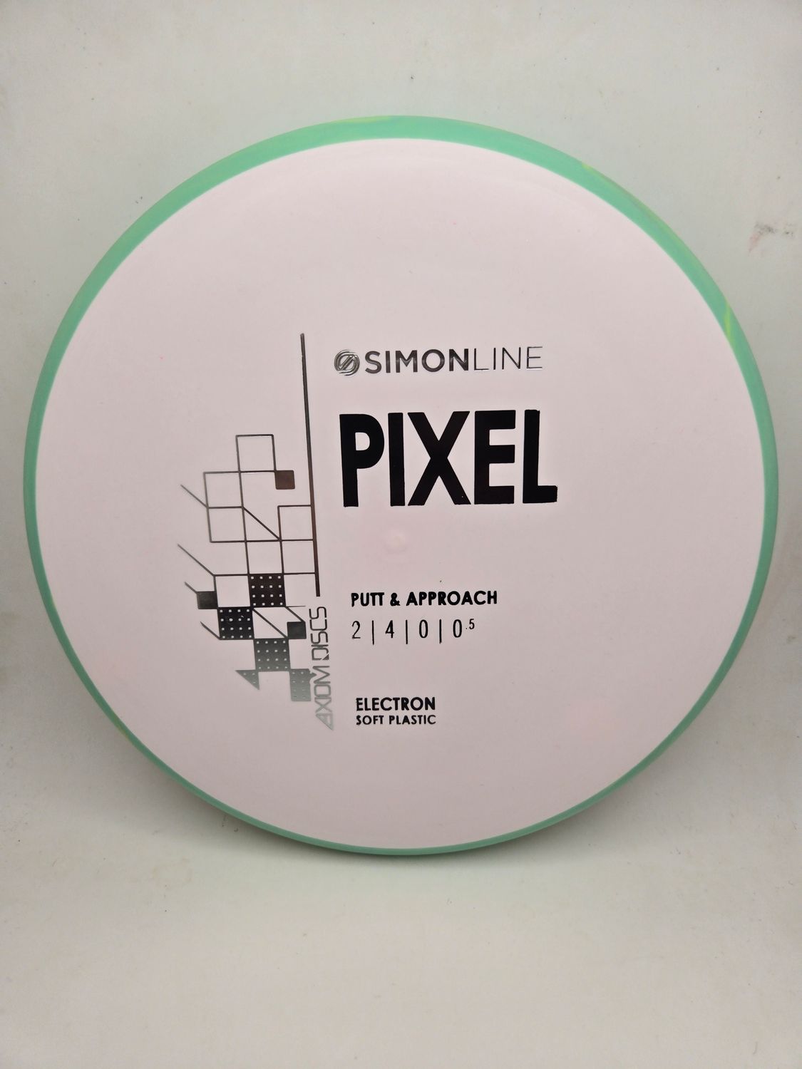 Axiom Discs- Simon Line - Electron Pixel - Stock Soft White with Teal Rim 172g