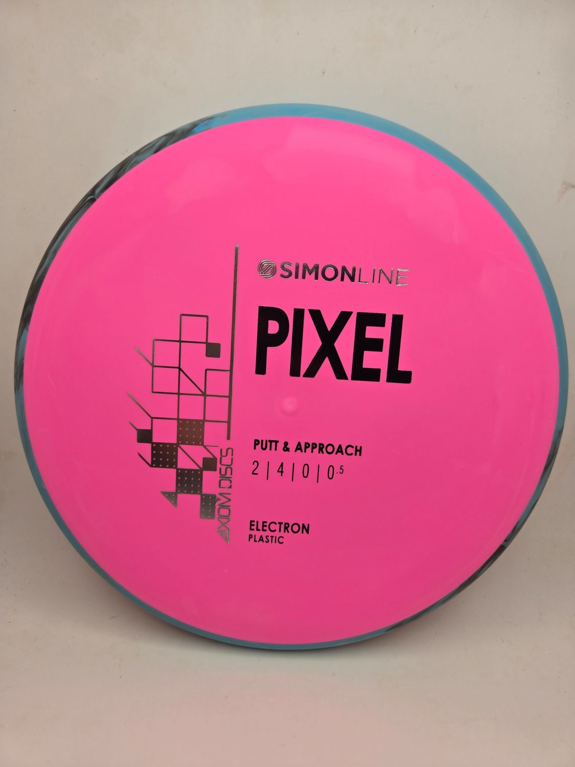 Axiom Discs- Simon Line - Electron Pixel - Stock Pink with Blue Rim 173g