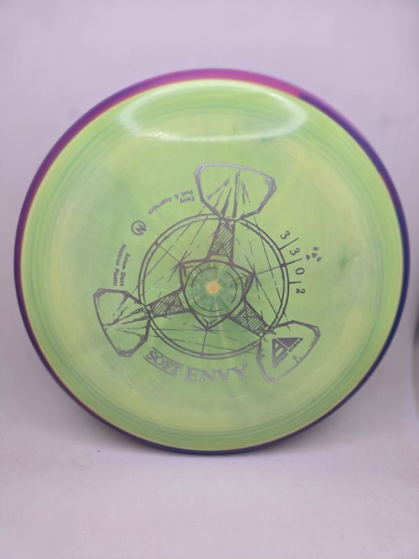 Axiom Discs Envy Soft Neutron Swirly Green with Purple Rim 167g.