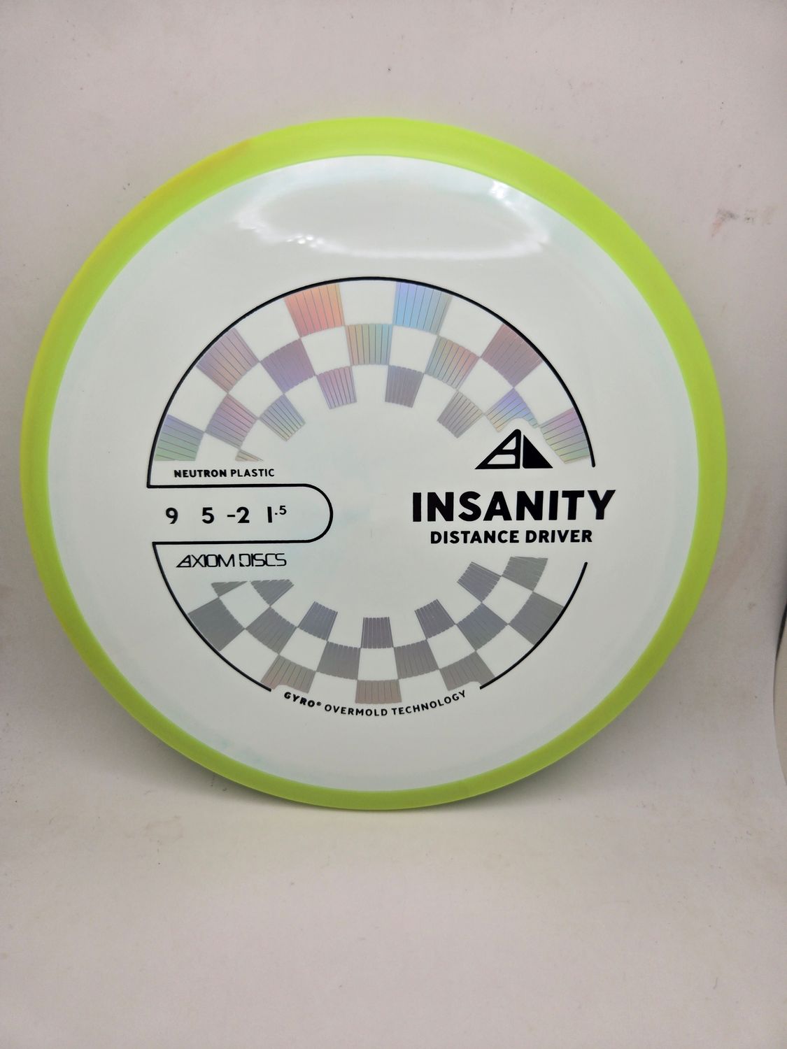 Axiom Discs Insanity White with Dayglow Green Rim 169g