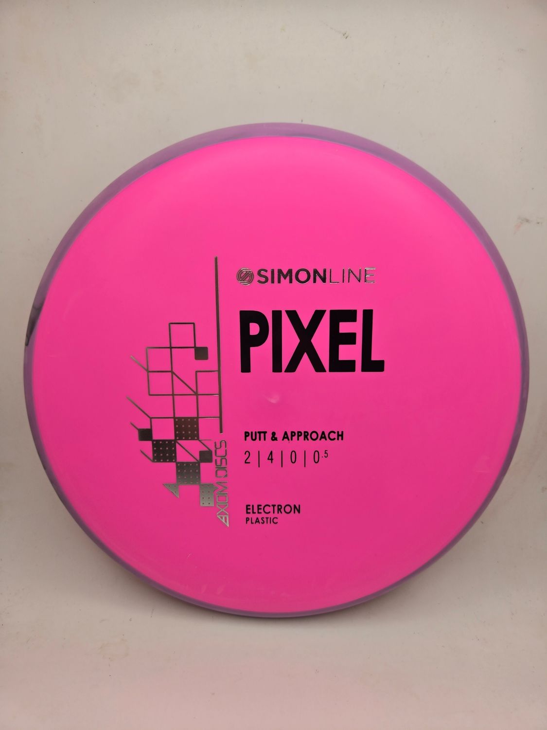 Axiom Discs- Simon Line - Electron Pixel - Stock Pink with Purple Rim 170g