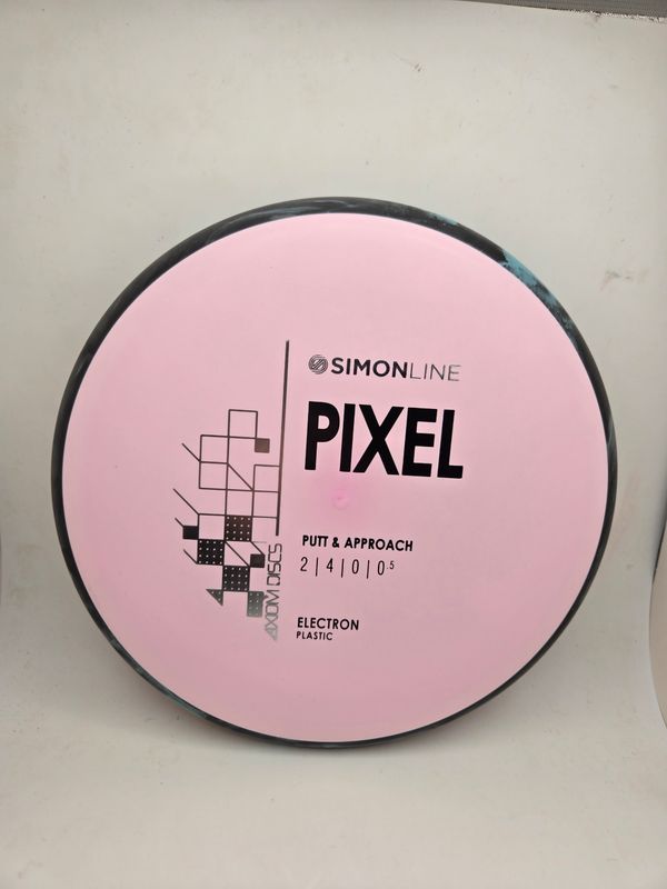 Axiom Discs- Simon Line - Electron Pixel - Stock Pink with Black/Blue Swirly Rim 172g