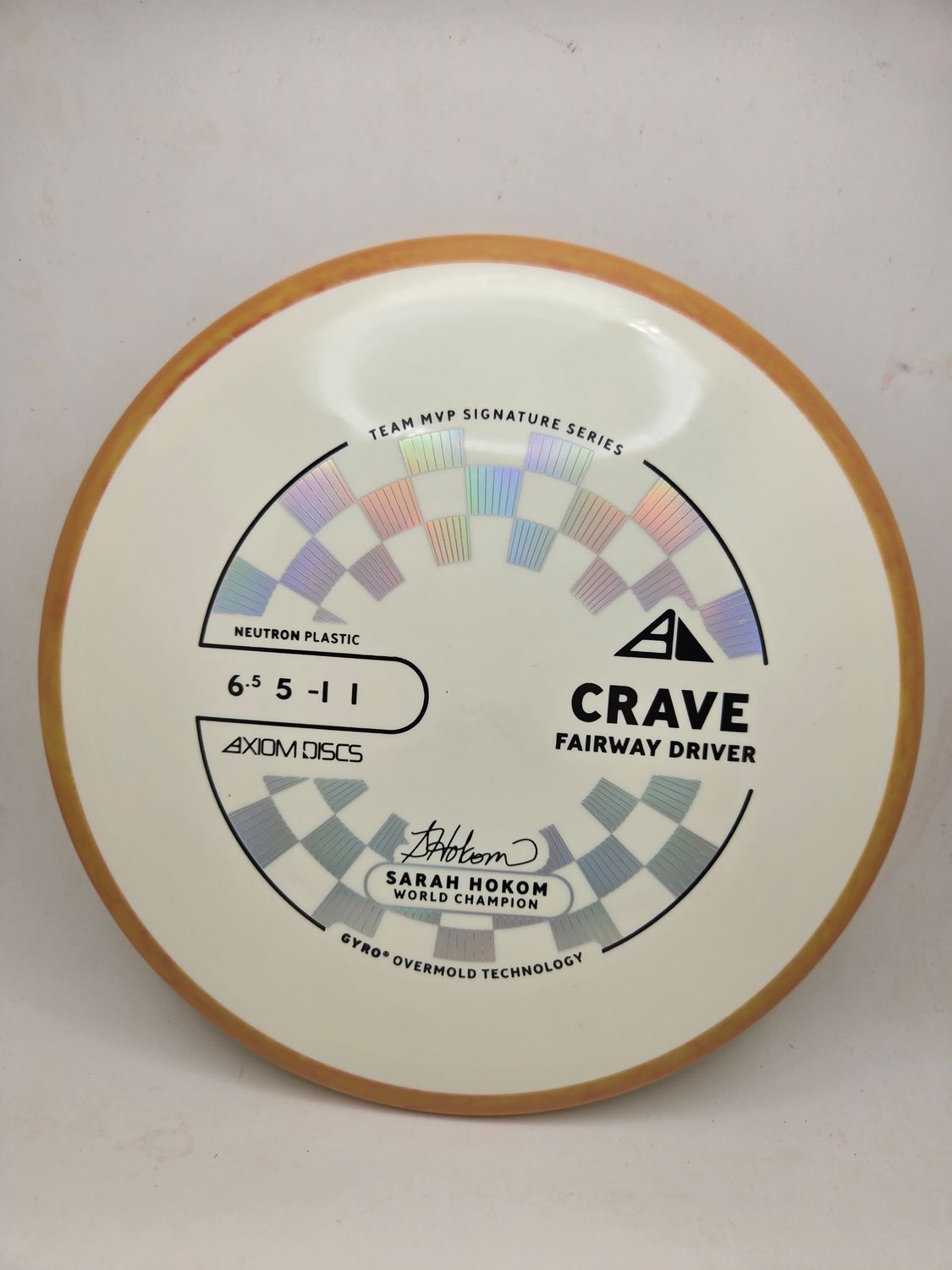 Axiom Discs Neutron Crave Sarah Hokom White with Swirly Orange Rim 172g