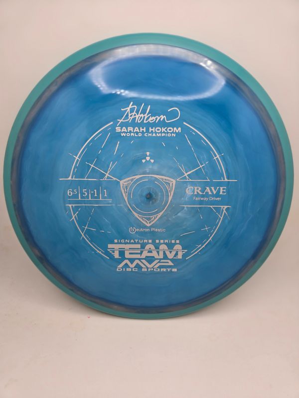 Axiom Discs Team MVP Signature Series Sarah Hokom Neutron Crave Swirly Blue Plate Teal Rim 163g