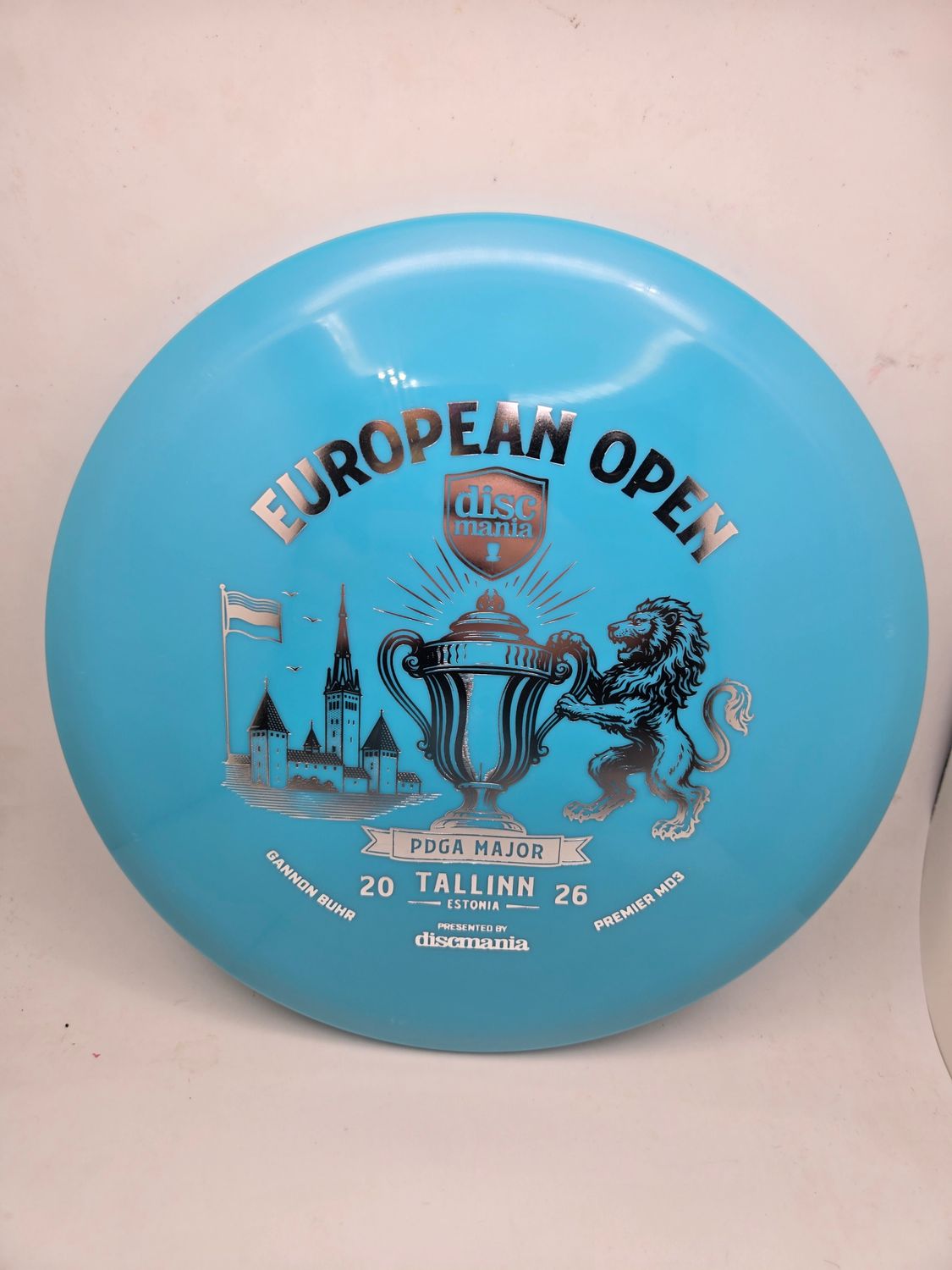 Discmania Discs Gannon Buhr Triumph Series Q-Line Premier MD3 (2026 European Open) Sky Blue with Silver Stamp 177g