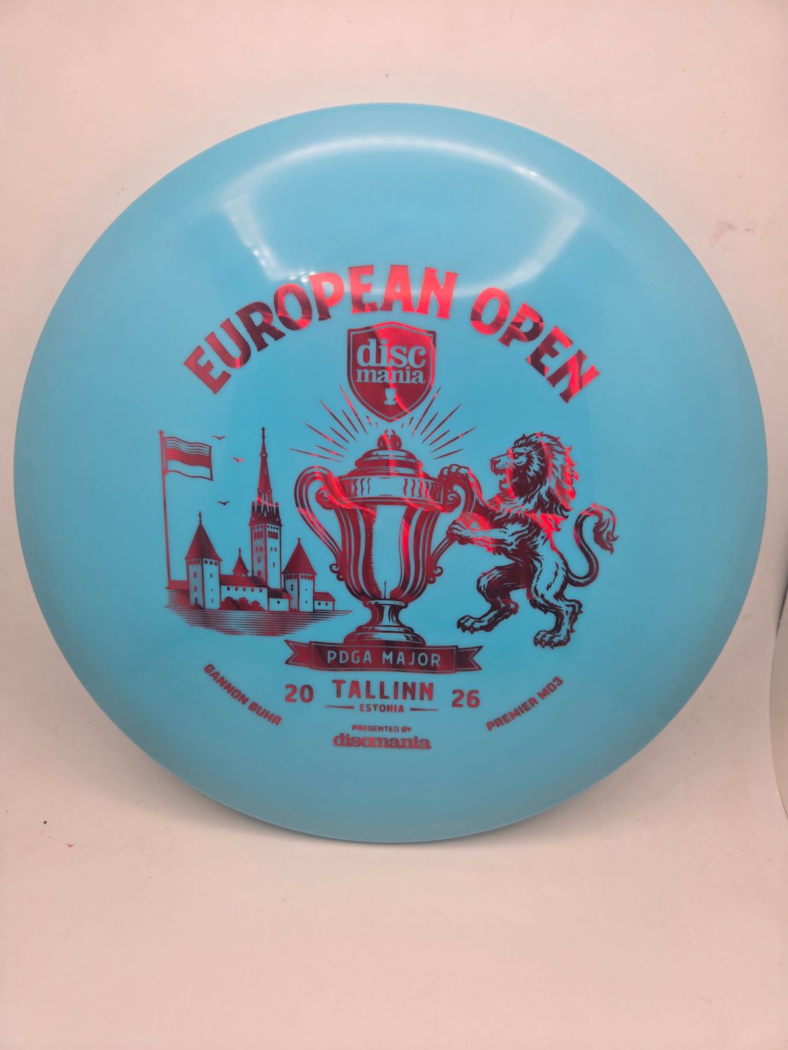 Discmania Discs Gannon Buhr Triumph Series Q-Line Premier MD3 (2026 European Open) Sky Blue with Red Stamp 177g