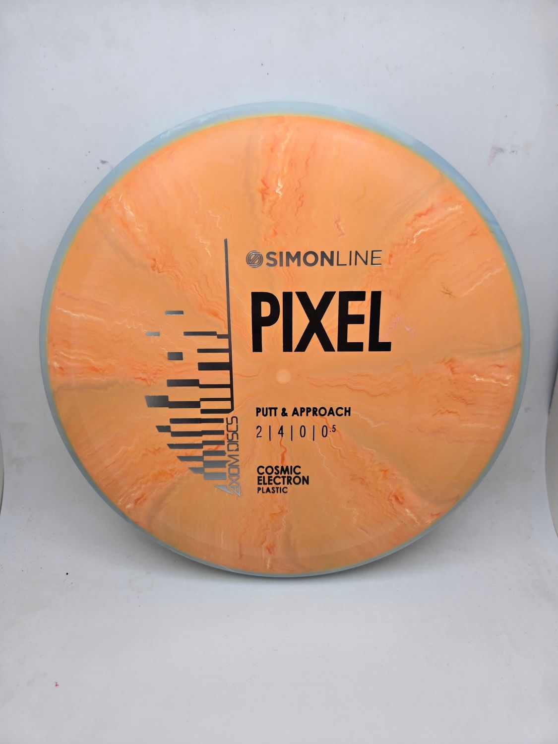 Axiom Discs- Simon Line - Cosmic Electron Pixel -  Orange with Blue Rim 170g