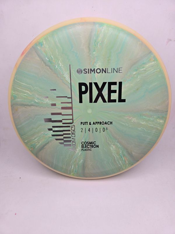 Axiom Discs- Simon Line - Cosmic Electron Pixel - Green with Orange/Yellow Rim 174g