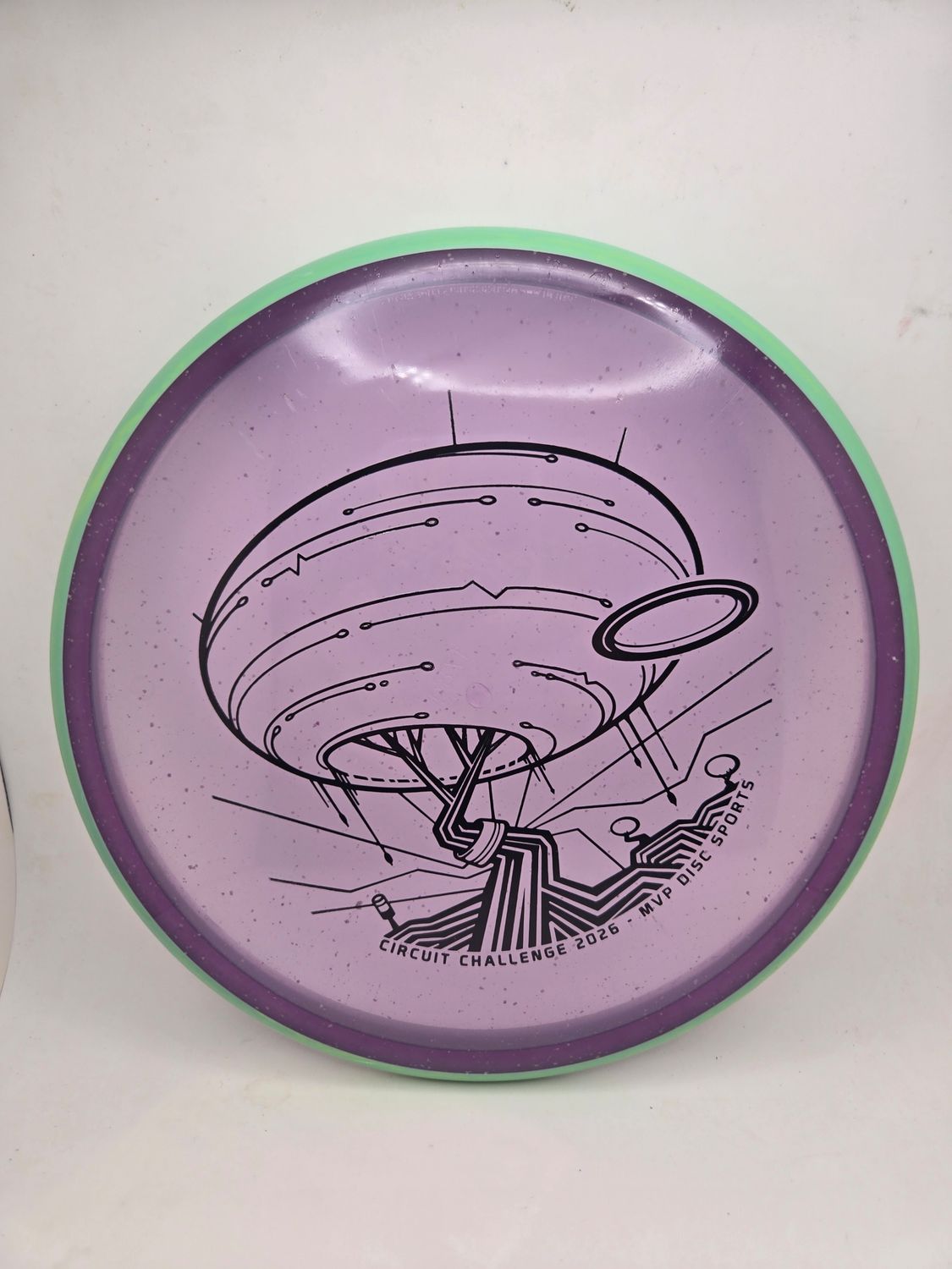 Axiom Discs Circuit Challenge Particle Glow Proton Paradox Purple with Green Rim 178g