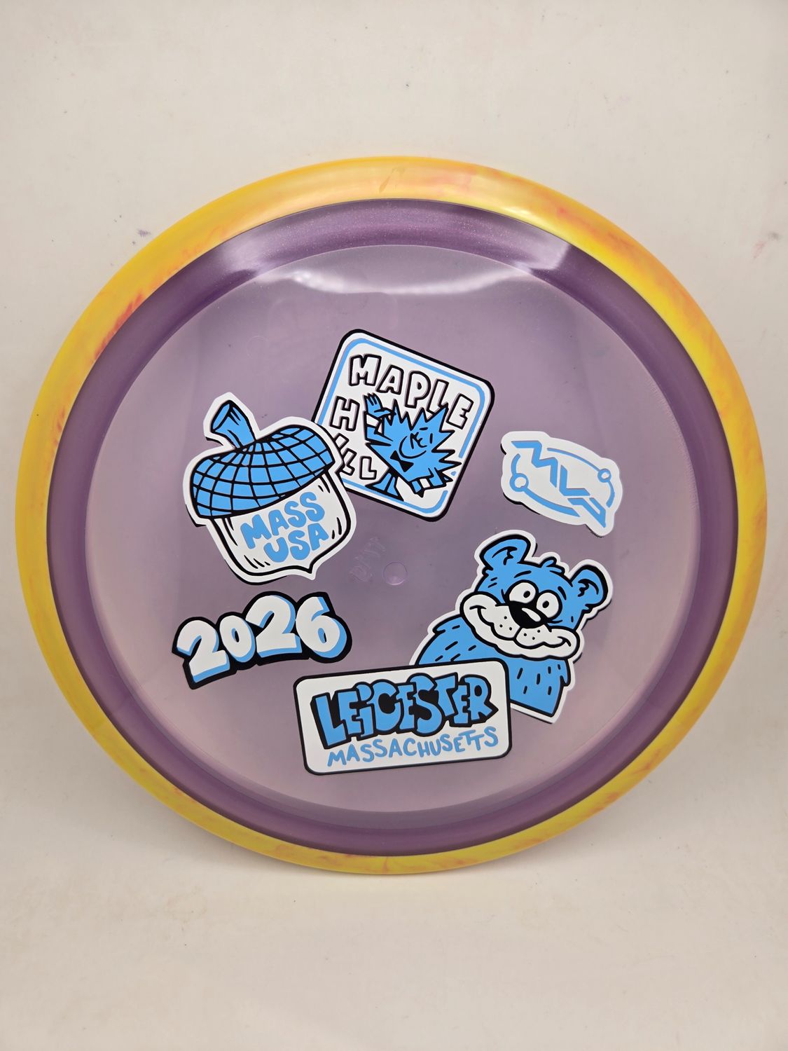 Axiom Discs MVP OPEN 2026 Proton Aspect Purple with Swirly Yellow Rim 171g
