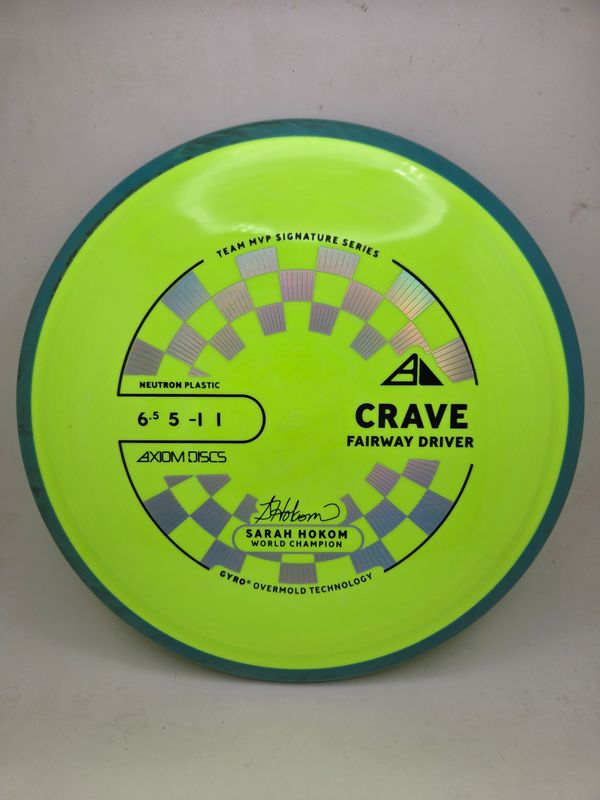 Axiom Discs Neutron Crave Sarah Hokom DayGlow Green with Blue Rim 165g