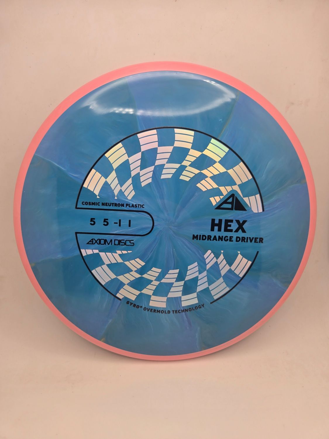Axiom Discs Hex Cosmic Neutron Blue with Pink Rim 177g